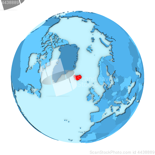 Image of Iceland on globe isolated