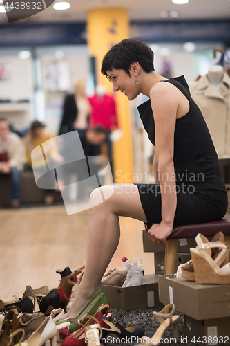 Image of Woman Trying New Shoes