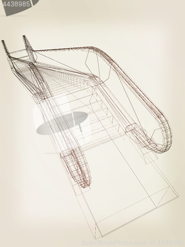 Image of Single escalator. 3d illustration. Vintage style