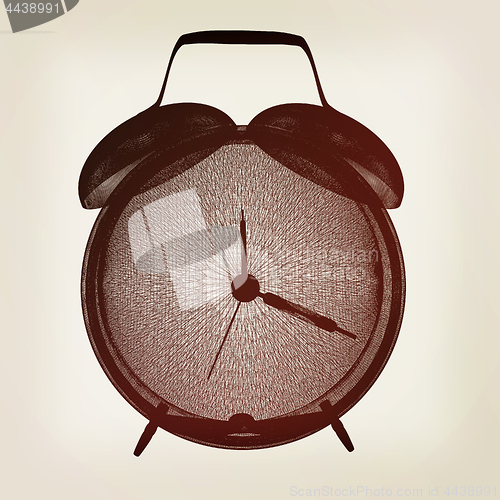 Image of old style alarm clock. 3d illustration. Vintage style