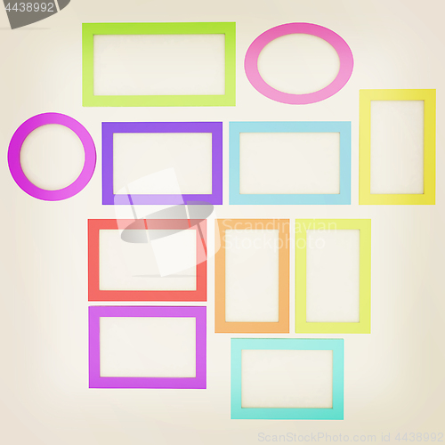 Image of Abstract frames. Conceptual design. 3D illustration. Vintage sty