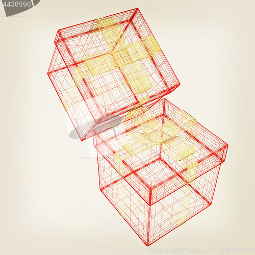 Image of colorful gift box concept. 3d illustration. Vintage style