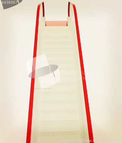 Image of Single escalator. 3d illustration. Vintage style