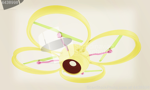 Image of Quadcopter Dron. 3d render. Vintage style