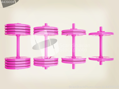 Image of dumbbells. 3d illustration. Vintage style
