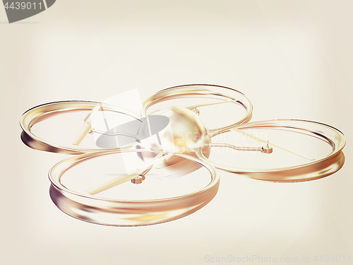 Image of Quadcopter Dron. 3d render. Vintage style