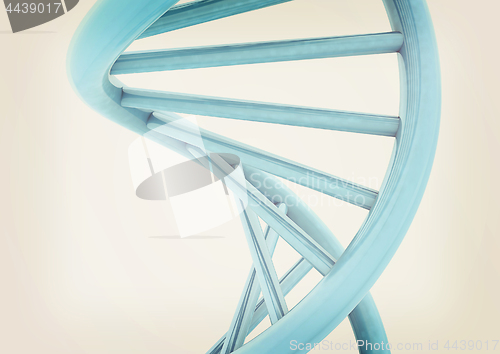 Image of DNA structure model on white. 3D illustration. Vintage style