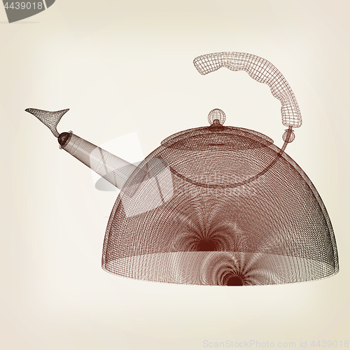 Image of Teapot concept. 3d illustration. Vintage style
