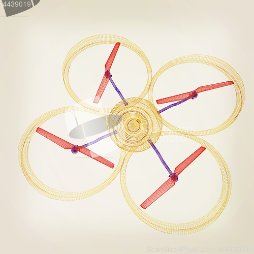 Image of Quadcopter Dron. 3d render. Vintage style