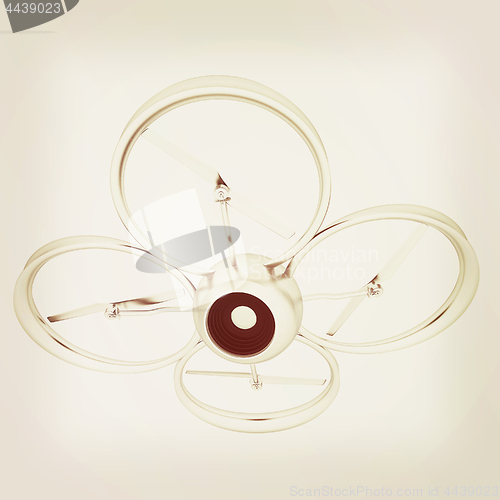 Image of Quadcopter Dron. 3d render. Vintage style