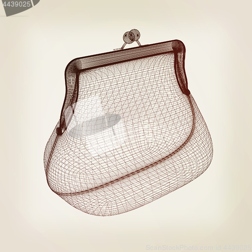 Image of purse on a white. 3D illustration. Vintage style