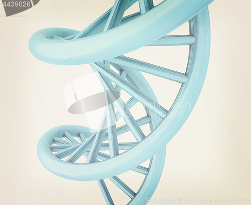 Image of DNA structure model on white. 3D illustration. Vintage style