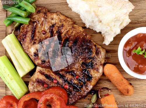 Image of Roasted Pork Steak and Vegetables