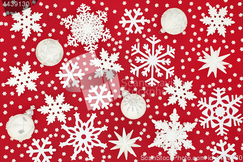 Image of Snowflake and Bauble Background