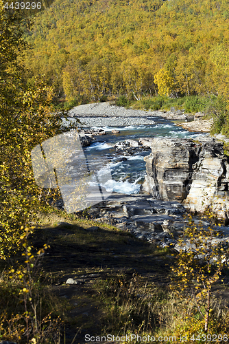 Image of Abiskojokk. River in autumn in Abisko National Park, Sweden