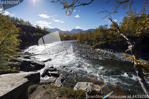 Image of Abiskojokk. River in autumn in Abisko National Park, Sweden