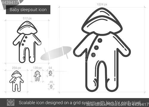 Image of Baby sleepsuit line icon.