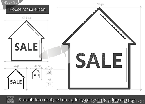 Image of House for sale line icon.