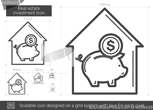 Image of Real estate investment line icon.