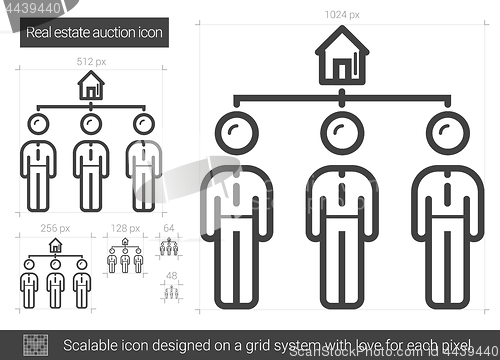 Image of Real estate auction line icon.