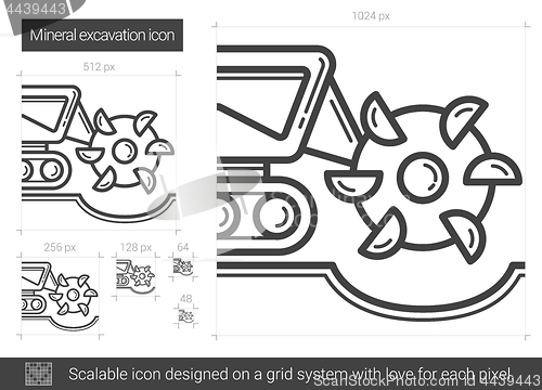 Image of Mineral excavation line icon.