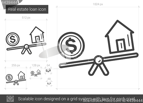 Image of Real estate loan line icon.