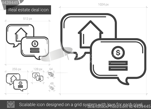 Image of Real estate deal line icon.