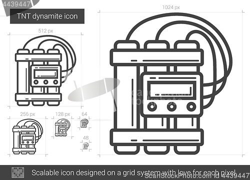 Image of TNT dynamite line icon.