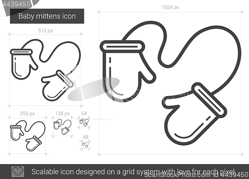 Image of Baby mittens line icon.