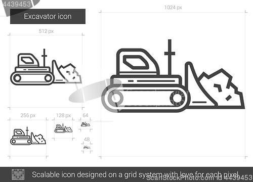 Image of Excavator line icon.