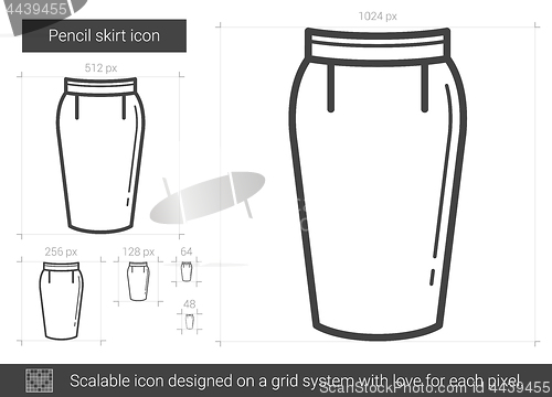 Image of Pencil skirt line icon.