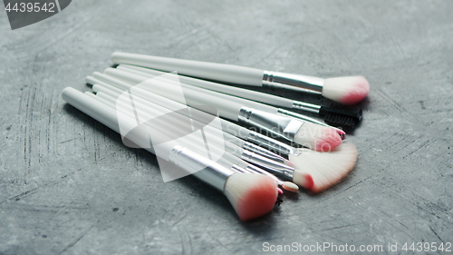 Image of Heap of cosmetic modern brushes