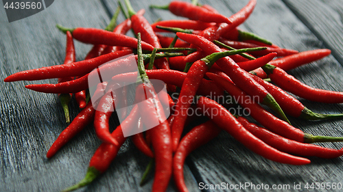 Image of Pile of bright red chili peppers
