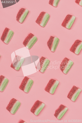 Image of View from above on the watermelon slices candies