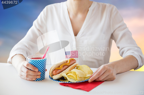 Image of woman celebrating american independence day