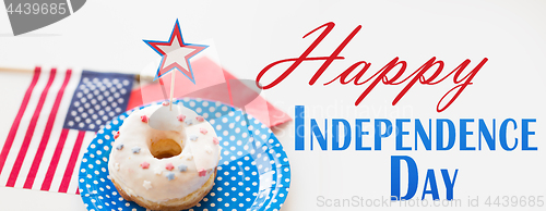 Image of donut with star decoration on independence day