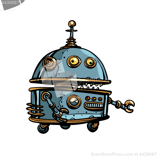 Image of Funny round robot, pop art retro cyberpunk