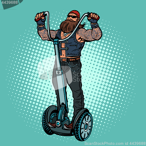 Image of Biker on electric scooter, rider