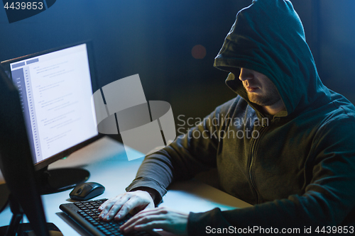 Image of hacker using computer virus for cyber attack