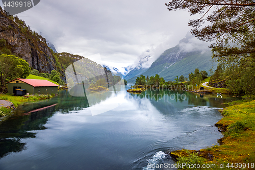 Image of lovatnet lake Beautiful Nature Norway.