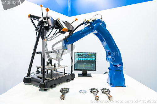 Image of Robotic Arm modern industrial technology. Automated production c