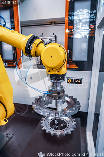 Image of Robotic Arm modern industrial technology. Automated production c