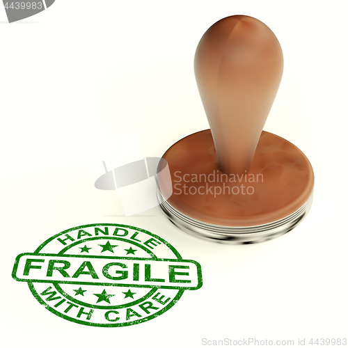 Image of Wooden Fragile Stamp Shows Breakable Products For Delivery