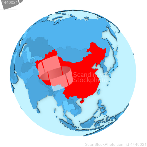 Image of China on globe isolated
