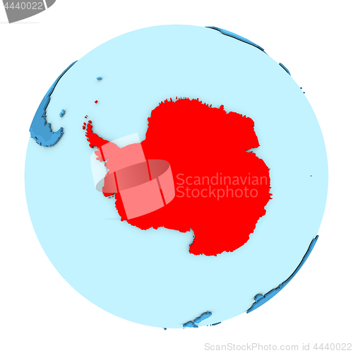 Image of Antarctica on globe isolated