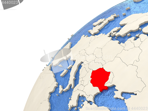 Image of Romania on globe