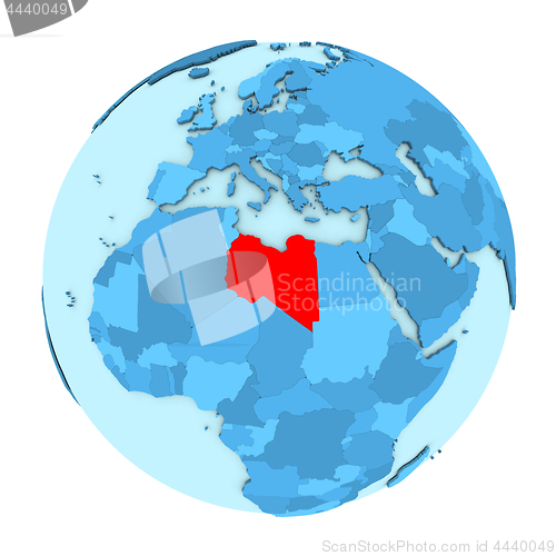 Image of Libya on globe isolated