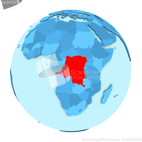 Image of Democratic Republic of Congo on globe isolated