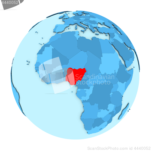 Image of Nigeria on globe isolated