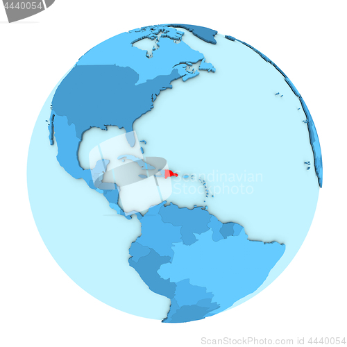 Image of Dominican Republic on globe isolated